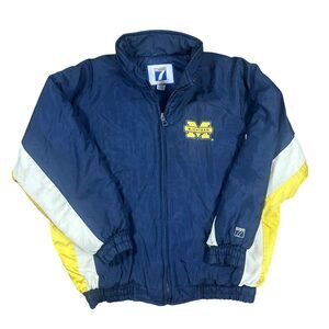 Vintage Michigan Wolverines LOGO 7 Puffer Jacket Men’s XL Full Zip 90s Blue